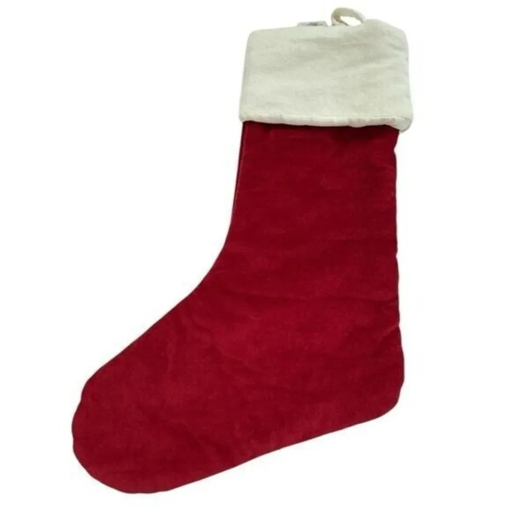 West Elm Red Velvet Large Holiday Christmas Stocking Monogrammed Joanna